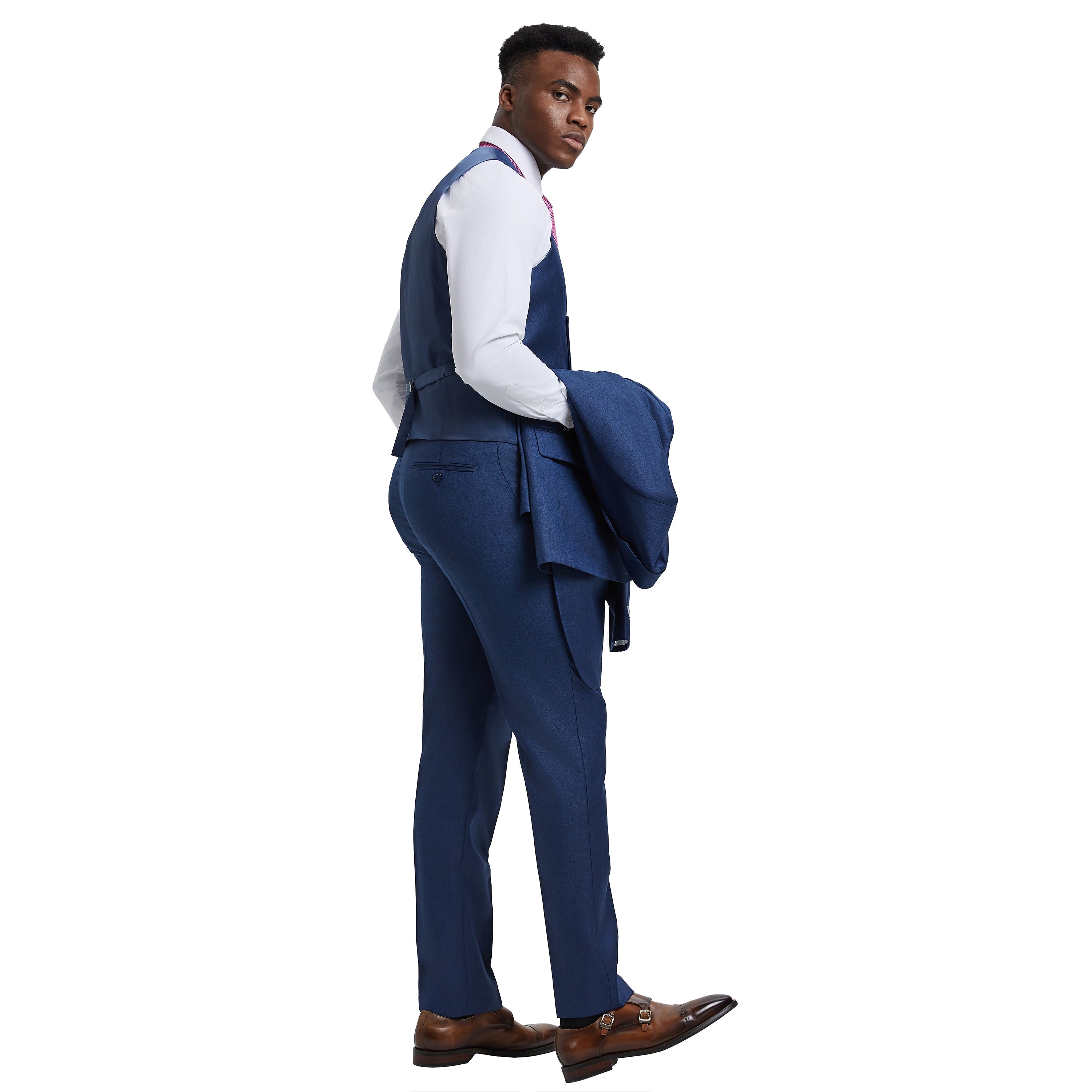 Men's Stacy Adams Sharkskin 3-Piece Suit